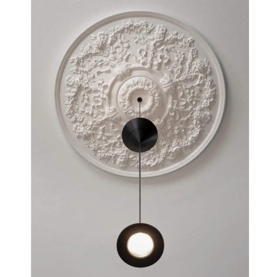 Design Pendelleuchte aus weißem Gips und schwarzem Aluminium 2 Kegel - Tesera Viadurini