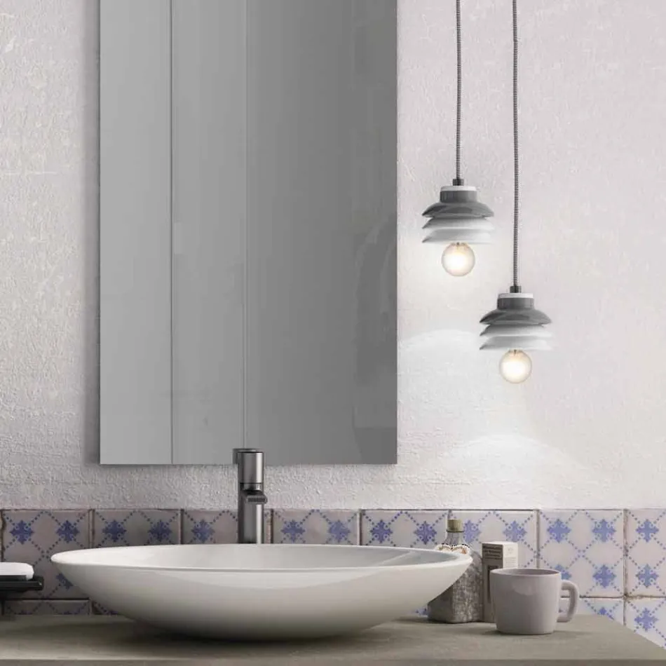 Pendelleuchte aus Keramik und modernem Aluminium in Italien, Asien Viadurini