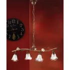 Lineare Pendelleuchte 4 Lichter aus Eisen, Glas und Keramikrosen - Siena Viadurini