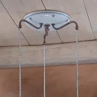 Runde Hängelampe aus Eisen, Glas, handbemalter Keramik - Ferrara Viadurini