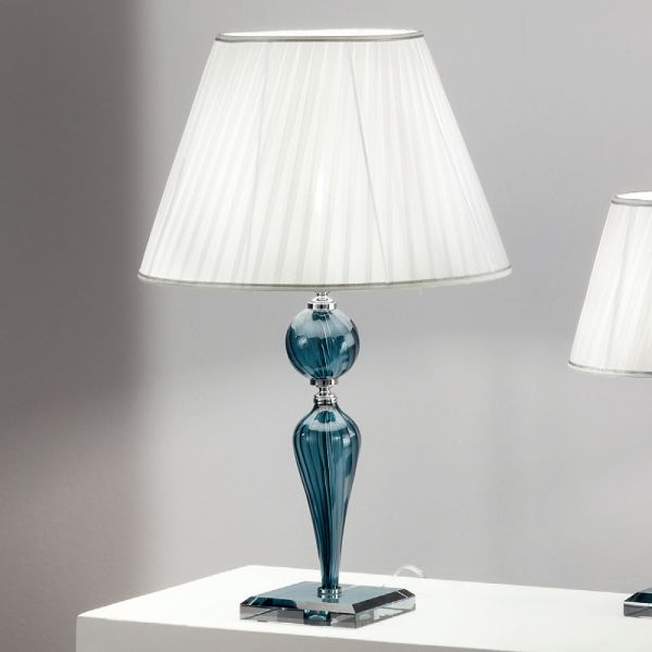 Klassische tischlampe aus handgefertigtem rigaton-glas und metall - fievole
