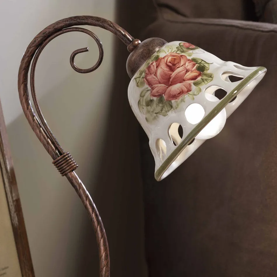 Tischlampe aus Metall und handgefertigter Keramik mit Passanastri - Neapel Viadurini