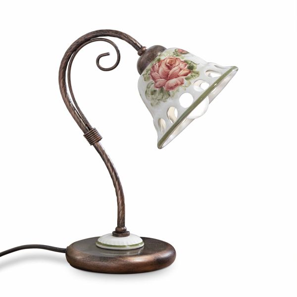 Tischlampe aus metall und handgefertigter keramik mit passanastri - neapel