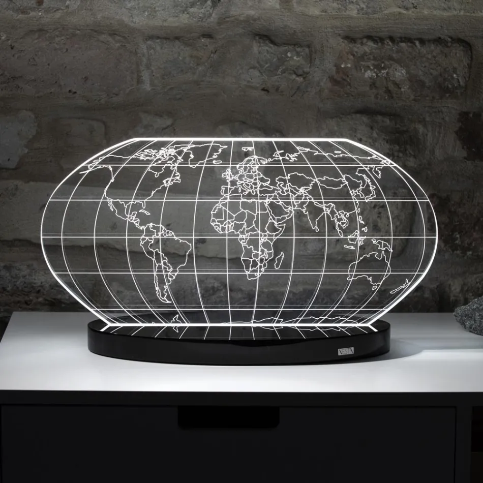 Planisphere Led Tischlampe aus lasergraviertem Acrylglas - Rihanna Viadurini