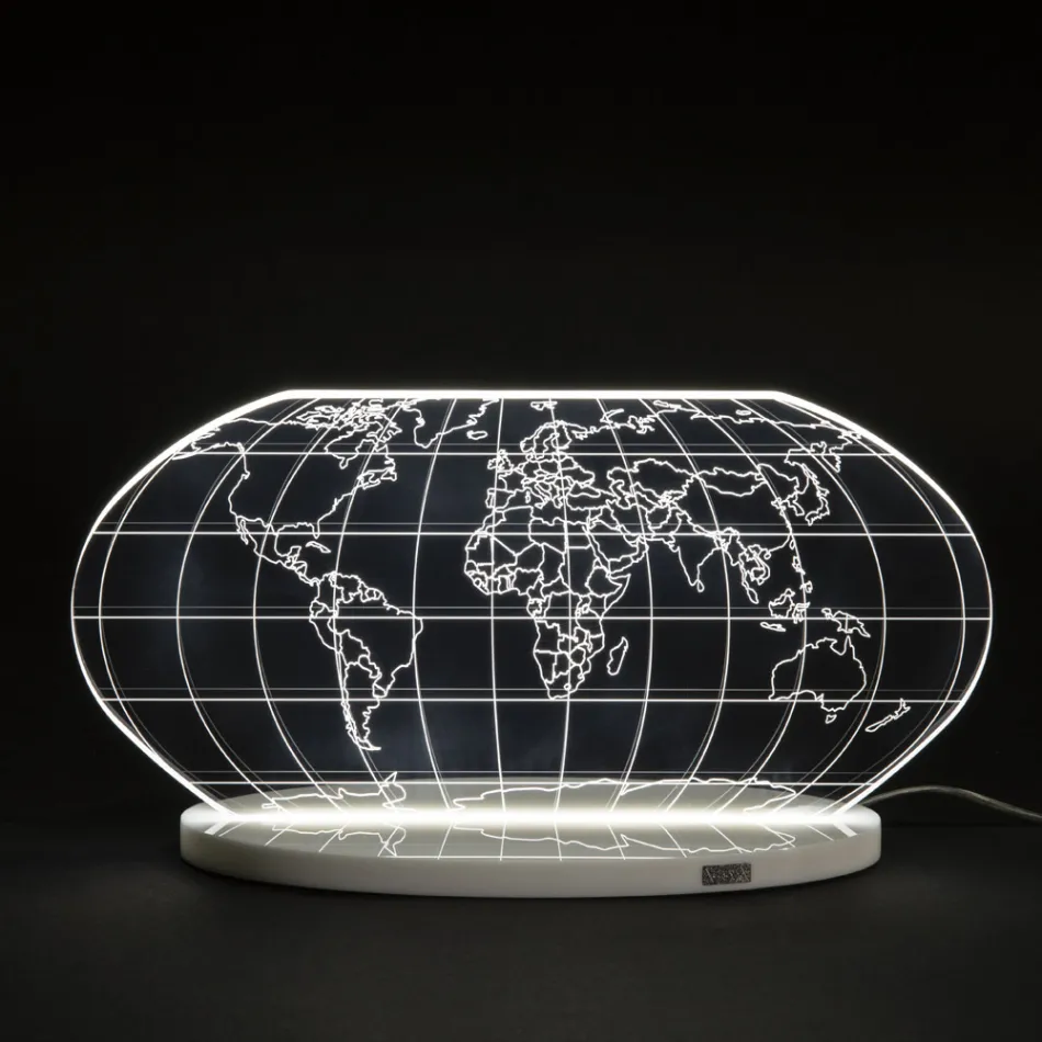 Planisphere Led Tischlampe aus lasergraviertem Acrylglas - Rihanna Viadurini