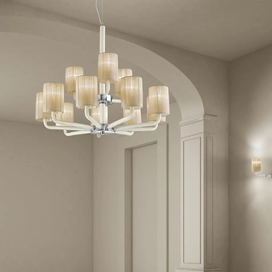 Kronleuchter mit 12 Lichtern aus venezianischem Glas und Metall Made in Italy - Graham Viadurini