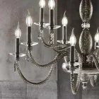 Klassischer Kronleuchter mit 18 Lichtern aus mundgeblasenem Glas und Handdetails - Phaedra Viadurini