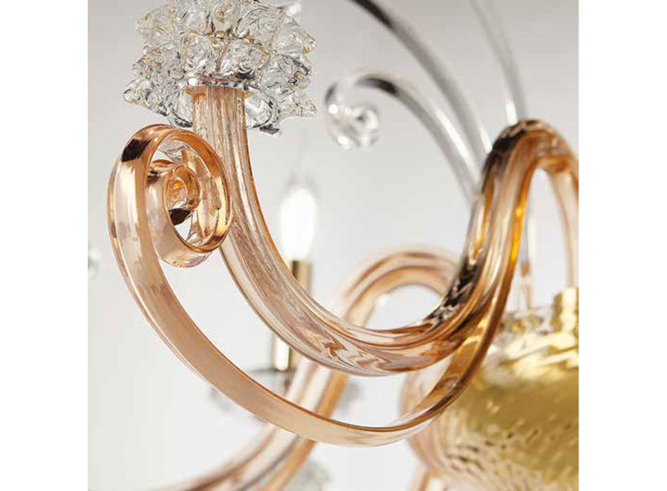 Kronleuchter mit 24 Lichtern aus mundgeblasenem Glas und klassischem Luxuskristall - Cassea Viadurini
