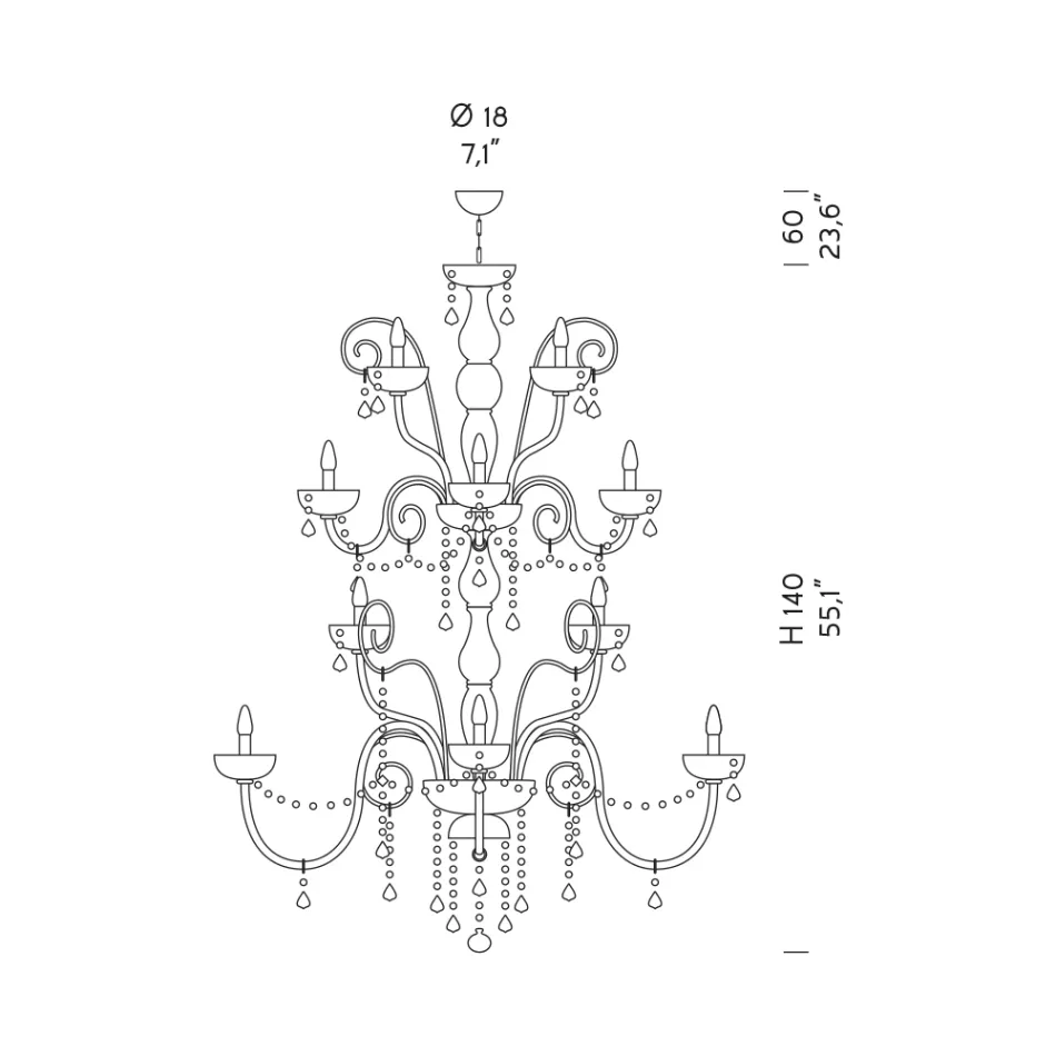 Kronleuchter 27 Lichter aus venezianischem Glas, handgefertigt in Italien - Florentiner Viadurini