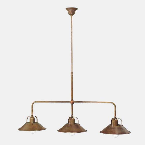 3 lichter messing kronleuchter vintage style made in italy - cascina von il fanale