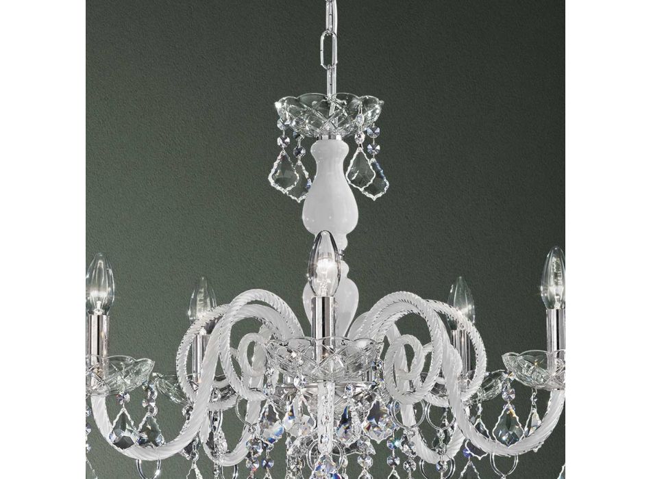Kronleuchter mit 5 Lichtern aus venezianischem Glas und Metall im klassischen Florentiner Stil Viadurini