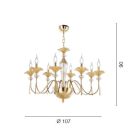 Klassischer 8-Licht-Kronleuchter aus Glas, Kristall und Luxusmetall - Flandern Viadurini