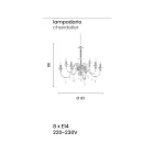 Kronleuchter 8 Lichter Klassisches italienisches Glas Handgefertigt Blaugrün - Similo Viadurini