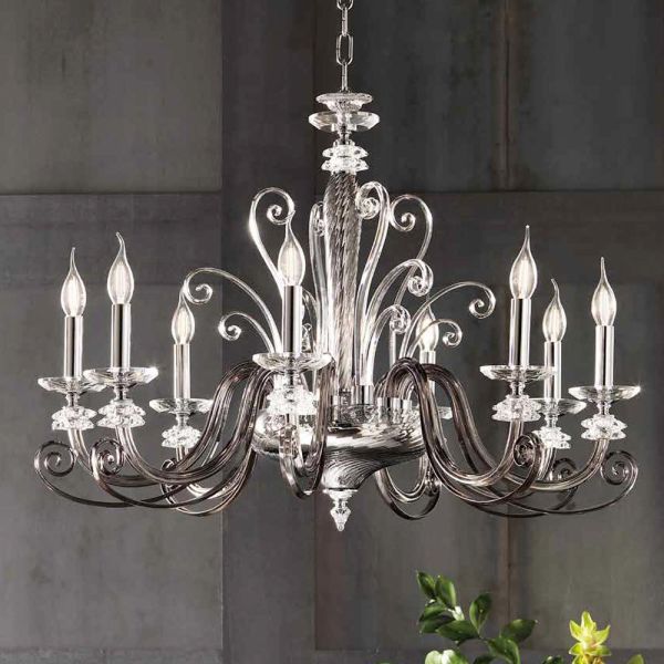 Kronleuchter mit 8 lichtern aus mundgeblasenem glas und klassischem luxuskristall - cassea