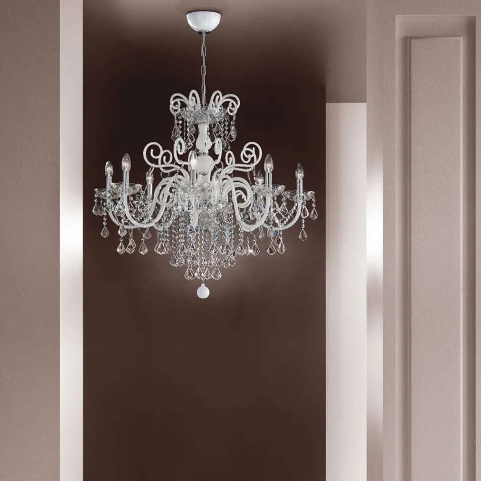 Kronleuchter mit 8 Lichtern aus venezianischem Glas Made in Italy Classic - Florentiner Viadurini