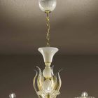 15-flammiger Kronleuchter aus weißem und goldenem venezianischem Glas, hergestellt in Italien - Agustina Viadurini
