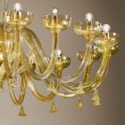 16-flammiger Kronleuchter aus venezianischem Glas und Gold, handgefertigt in Italien - Regina Viadurini