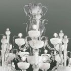 Kronleuchter mit 27 Lichtern aus weißem Venedig Glas, handgefertigt in Italien - Regina Viadurini