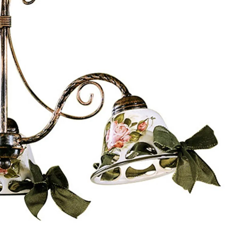 Handgefertigter 3- oder 5-flammiger Keramik-Kronleuchter mit Passanastri - Neapel Viadurini