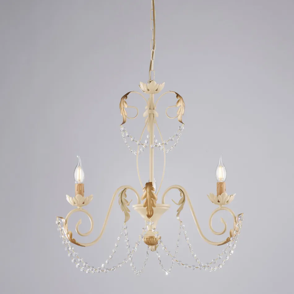 5-flammiger Kronleuchter aus Metall und Kristall für stimmungsvolle Beleuchtung – Perla Viadurini