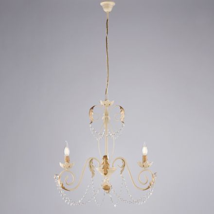 5-flammiger Kronleuchter aus Metall und Kristall für stimmungsvolle Beleuchtung – Perla Viadurini