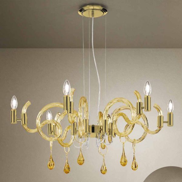 Handgefertigter 6-flammiger venedig glas kronleuchter made in italy - bernadette