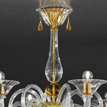Handgefertigter 6-flammiger Kronleuchter aus venezianischem Glas, Made in Italy - Margherita