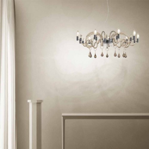 Kronleuchter aus geräuchertem venezianischem Glas, handgefertigt in Italien