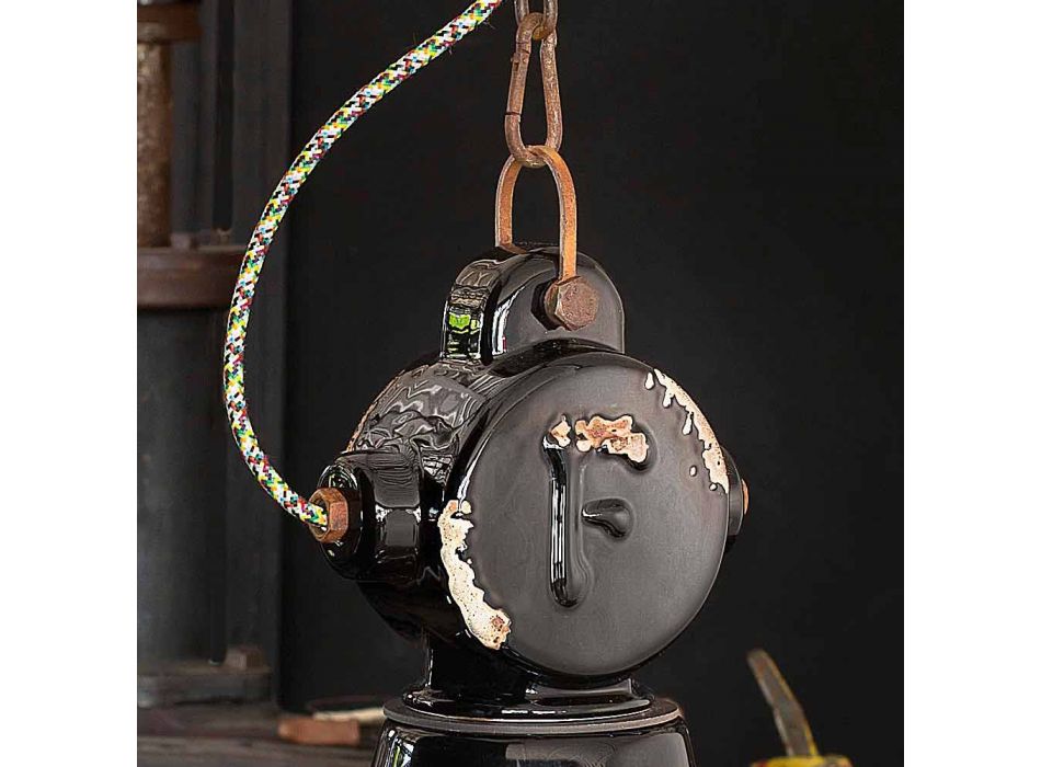 Kronleuchter Glocke Vintage Keramik und Metall Angela Ferroluce Viadurini