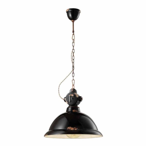 Hängelampe im vintage design aus keramik und metall angela ferroluce