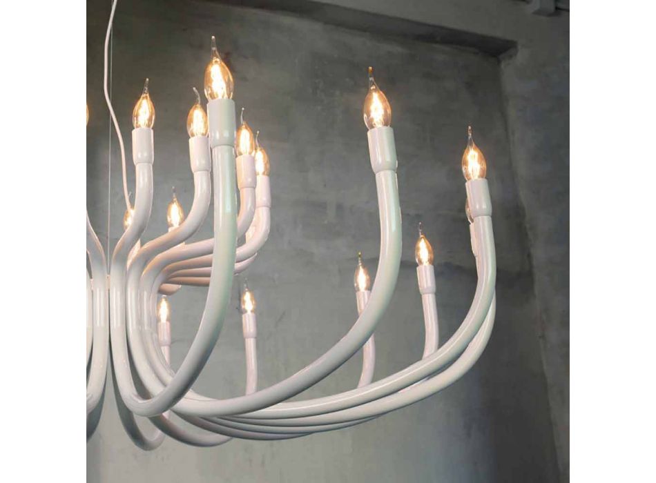 Aufhängungsleuchter mit 16 oder 32 Lichtern aus weißem oder schwarzem Aluminium - Alviso Viadurini