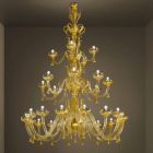Handgefertigter Kronleuchter mit 28 Lichtern aus venezianischem Glas und Gold Made in Italy - Regina Viadurini