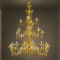 Handgefertigter venezianischer Kronleuchter aus Glas und Gold mit 28 Lichtern Made in Italy - Regina