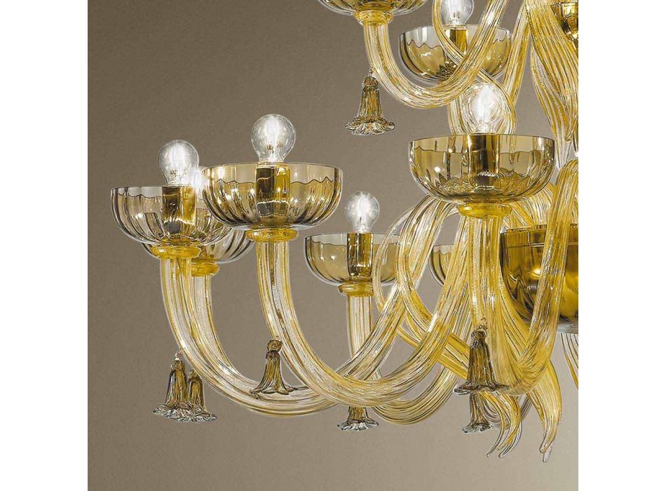 Handgefertigter 18-flammiger Kronleuchter aus Venedig-Glas, Made in Italy - Regina
