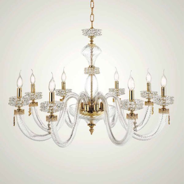 Klassischer kronleuchter 8 lichter aus italienischem, handgefertigtem luxusglas - saline