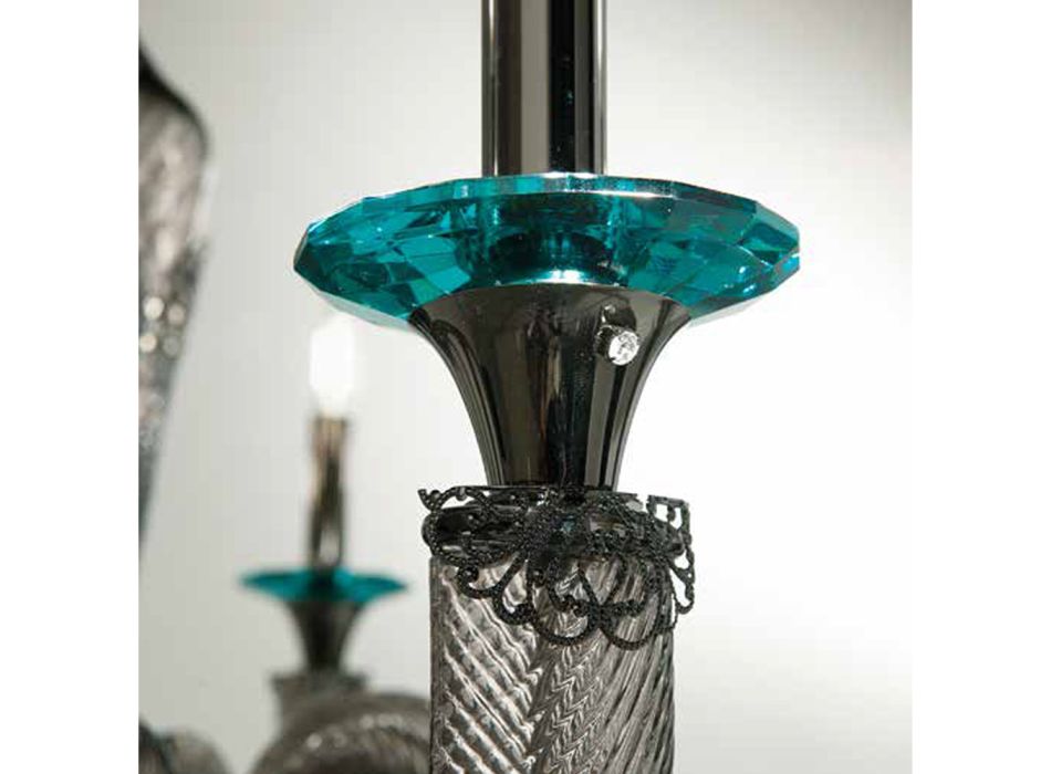 Klassischer Kronleuchter mit 8 Lichtern aus handwerklichem Glas und Kristallen - Magrena Viadurini