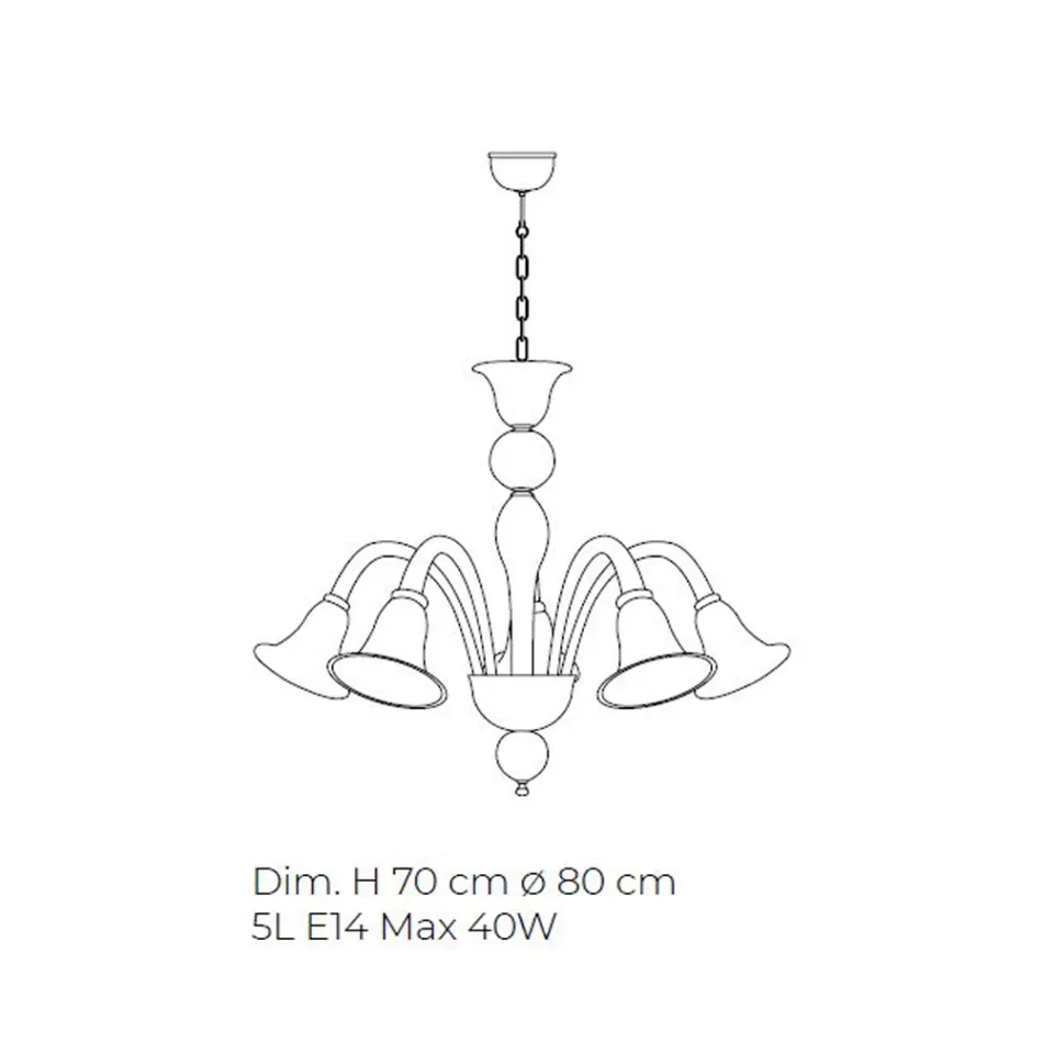 Klassischer handwerklicher Kronleuchter aus geblasenem weißem venezianischem Glas - Elsa Viadurini