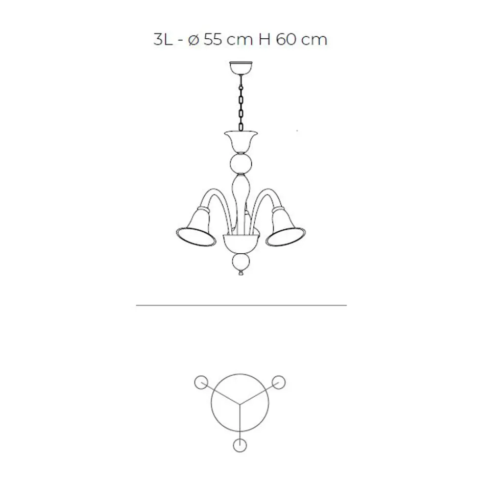 Klassischer handwerklicher Kronleuchter aus geblasenem weißem venezianischem Glas - Elsa Viadurini