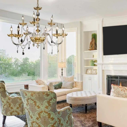 Klassischer Kronleuchter mit 9 Leuchten in Glas und Belle chisallo Viadurini