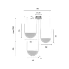 Kronleuchter mit 3 LEDs mit herausnehmbarem Einsatz aus Granulatglas – Catalpa Viadurini