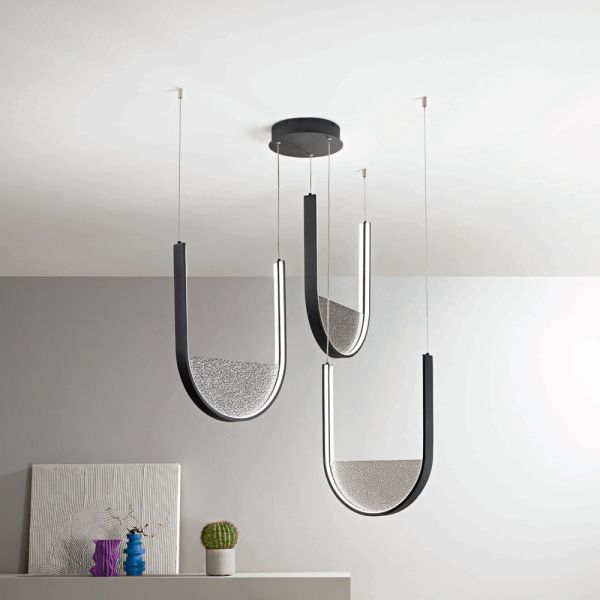 Kronleuchter mit 3 leds mit herausnehmbarem einsatz aus granulatglas – catalpa