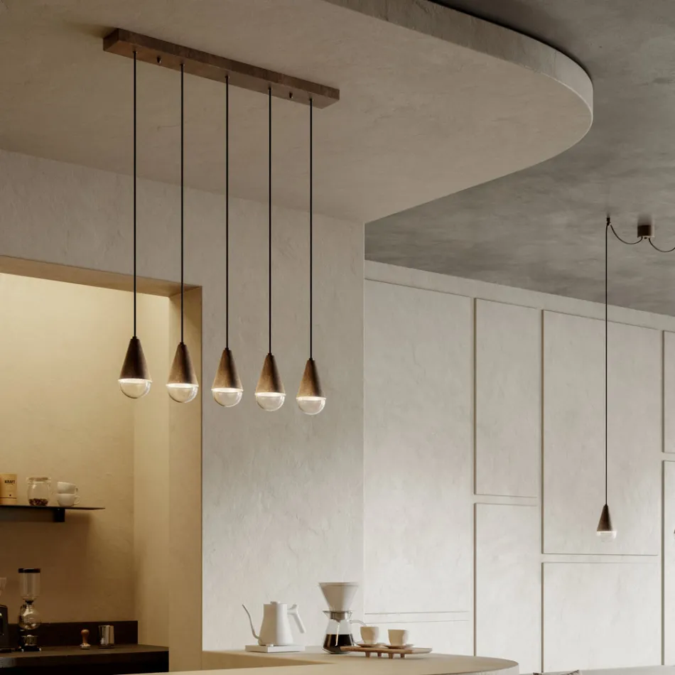 Kronleuchter mit 5 Lichtern aus Eisen und Glas, hergestellt in Italien – Cloudy Viadurini