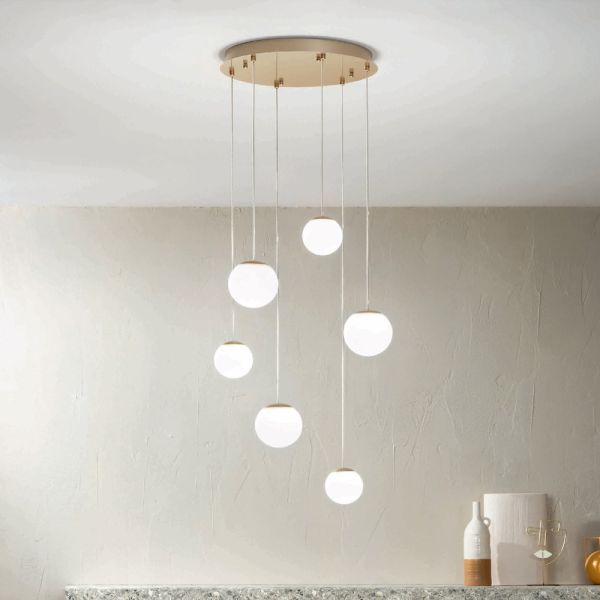 Kronleuchter mit 6 leds, optional mit glas abgedeckt und sockel aus metall – buche