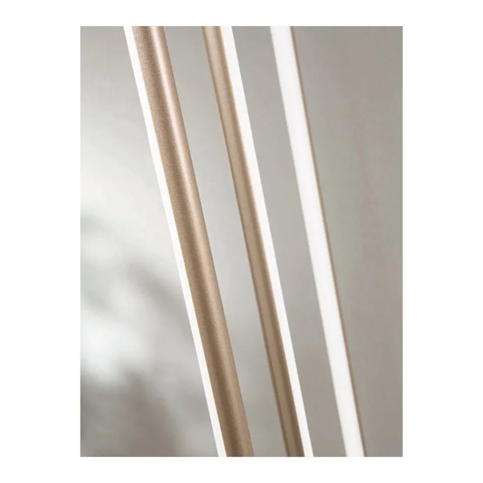 Kronleuchter mit 8 LED-Leuchten aus goldlackiertem Metall und verstellbaren Kabeln – Orange Viadurini