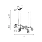 Kronleuchter mit LED aus goldlackiertem Metall und geblasenem Glas - Ailanto Viadurini