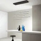 Kronleuchter mit horizontalen LED-Leuchten aus Metall und verstellbaren Kabeln – Orange Viadurini