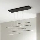 Kronleuchter mit horizontalen LED-Leuchten aus Metall und verstellbaren Kabeln – Orange Viadurini