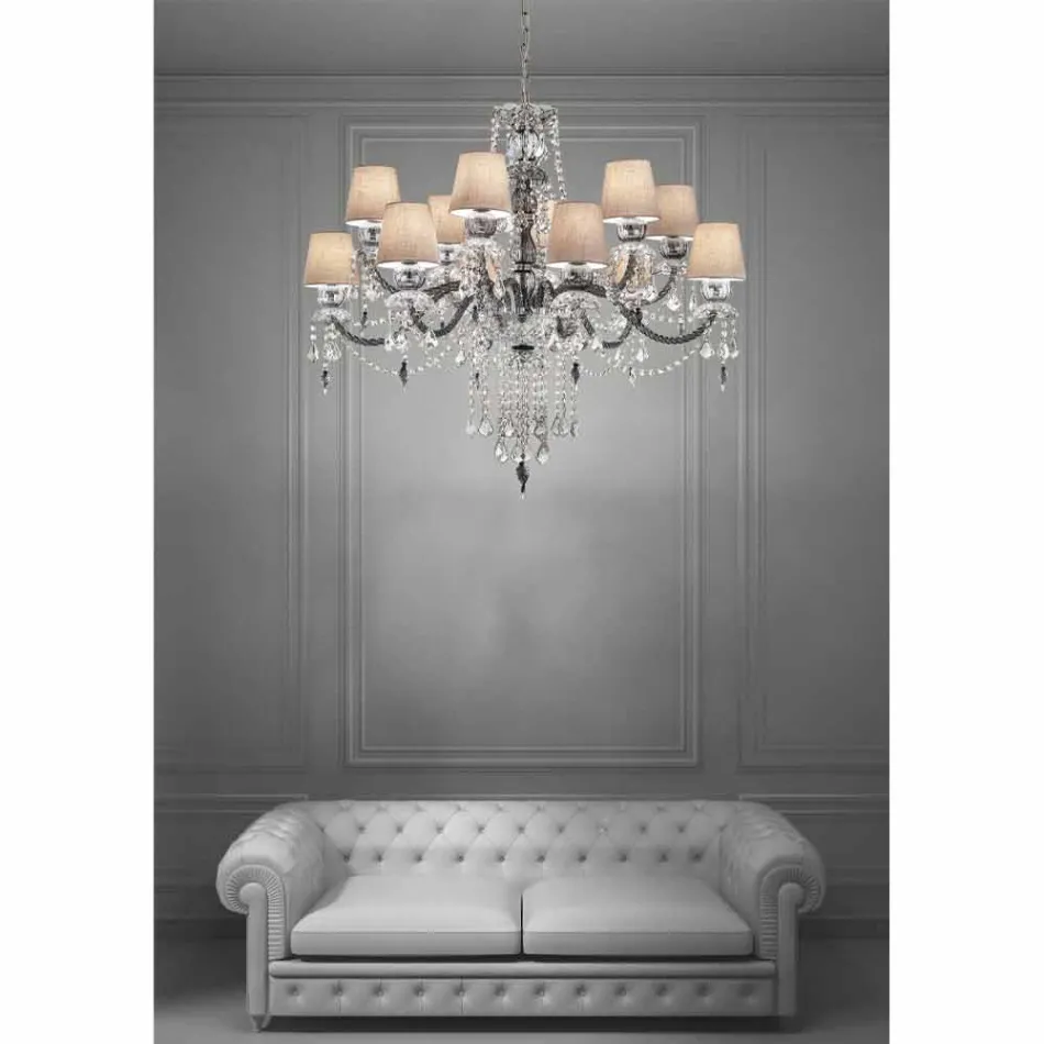 Artisan Venezianischer Glas Kronleuchter 12 Lichter, Made in Italy - Milagros Viadurini