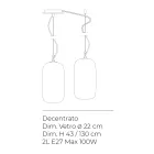Dezentraler zweiflammiger Kronleuchter aus handgefertigtem Glas, hergestellt in Italien - Soffio Viadurini
