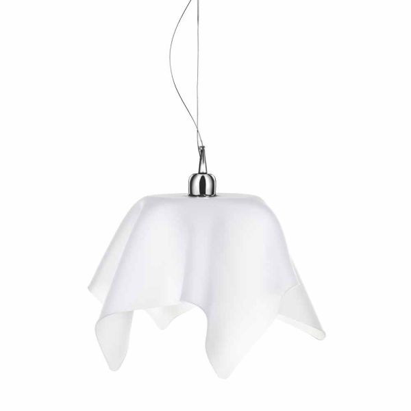 Kronleuchter aus weißem satin mit dafne-draperie aus italien